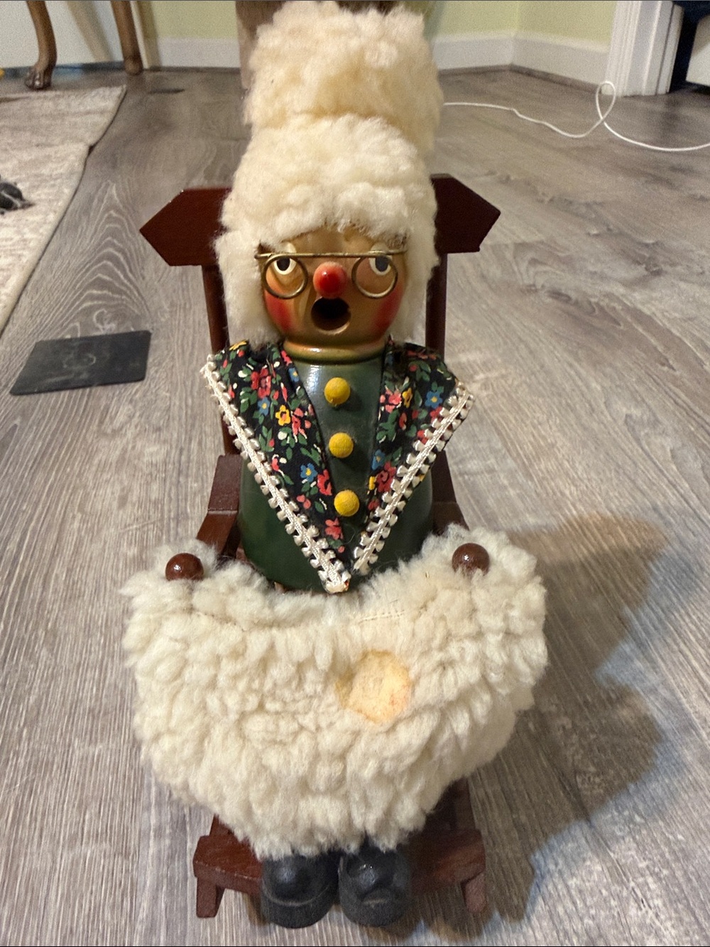Steinbach Grandmother in Rocking  Chair Incense Smoker Working Music Box -As Is